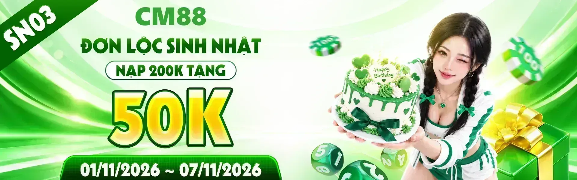 5. Không khí sinh nhật tại CM88 trở nên náo nhiệt với chương trình quà tặng dành cho hội viên. Đăng ký tài khoản ngay hôm nay để theo dõi và tham gia chương trình.